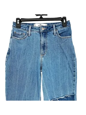 Hollister Curvy High Rise Mom Jeans Patchwork Denim Two Tone Blue Size 26 NWOT thumbnail 2