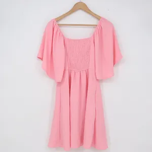 Unbranded Mini Dress Womens S Fit & Flare Pink Tie Front Smocked Back Excellent thumbnail 3