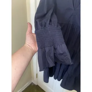 Pomander Place Tuckernuck Navy Crepe Kenzo Tiered Mini Dress XL Minimal Cottage thumbnail 6