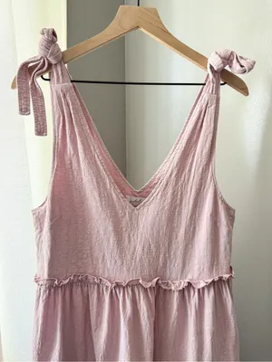 Petal & Pup Pink Tie Strap Tiered Shift Dress Size 6 thumbnail 3