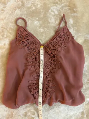 Willow Root Cami Top Dusty Rose Adjustable Straps with Crochet Lace Overlay Size XS thumbnail 5