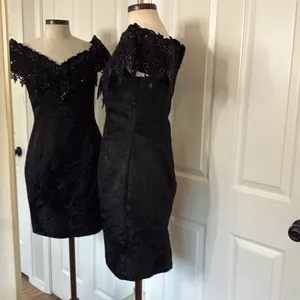 Scott McClintock vintage bedazzled jacquard goth pencil dress thumbnail 9