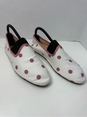 J. Crew Cream Canvas Flats with Rose Polka Dots size 8.5 thumbnail 4