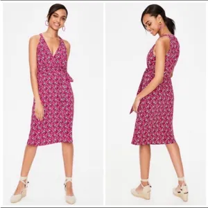 Boden‎ Olwen Strawberry Split Bird Print Dress Size 6 Pink Midi Printed Summer thumbnail 2
