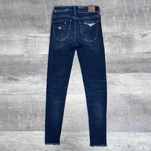 American Eagle AEO Dark Wash Jegging Jeans Womens 0 Reg High Rise Ripped Raw Hem thumbnail 4