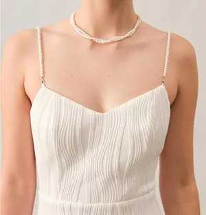 RIHOAS The Wave Textured Pearl Strap Midi Dress XS thumbnail 2