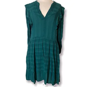 Anthropologie amadi Rossi ruffle dress long sleeve green sz s‎ thumbnail 4