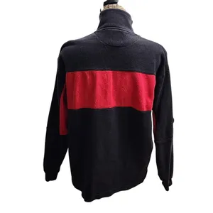 Fleece Pullover Quarter Zip Color Block Activewear Top Black‎ Red M thumbnail 2