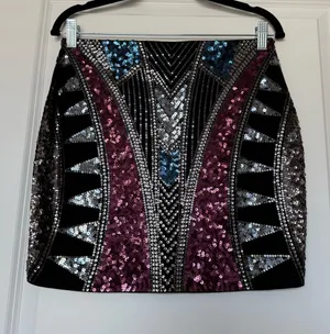 Express 2002/Y2K NWT Sequin Geometric Mini Skirt Size S clubbing evening skirt thumbnail 1