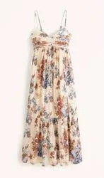 Abercrombie & Fitch Floral Crinkle Textured Ruched Maxi Dress thumbnail 2