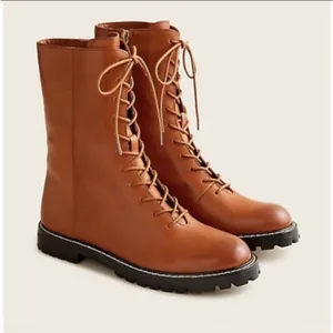 NIB J. Crew Gwen lug-sole leather lace-up tall shaft boots, New thumbnail 1