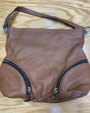 Vince Camuto Katja Women's Brown Leather Shoulder Strap Hobo Bag B88 thumbnail 1