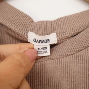 Garage Womens Ribbed Rhinestone Trim Curved Hem Crop Top Mauve Taupe XS thumbnail 3