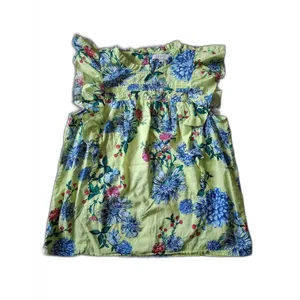 LOFT Yellow 100% Cotton Floral Ruffle Sleeve Blouse L Spring 23 thumbnail 2