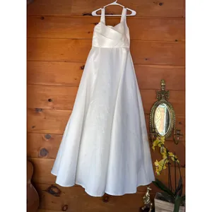 Lulus Modern Affection White Taffeta Pleated Sleeveless Maxi Dress Bridal Size M thumbnail 3