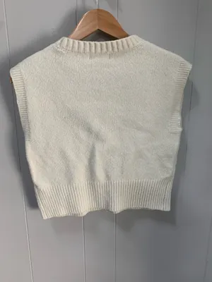 Sincerely Jules Ivory Cable Knit Sweater Vest Small Textured Cozy Cottagecore thumbnail 2