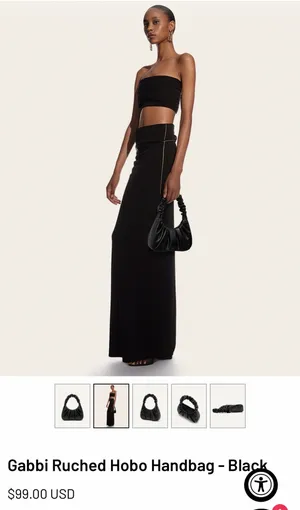 JW Pei Gabbi Ruched Hobo Bag Black thumbnail 2