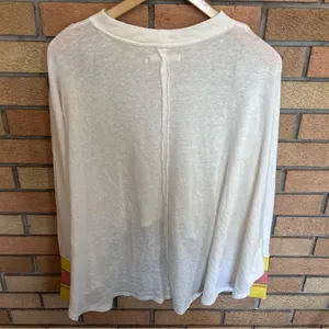 NWT We the Free White High Low Hem Stripe Statement Cuff Oversized Top Small thumbnail 2