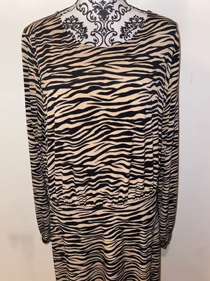 LOFT Animal Print Long Sleeve Maxi Dress Size 14 Stretch Like New thumbnail 4