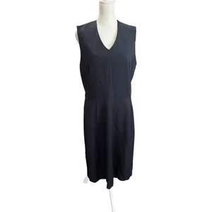 MM LaFleur Black Sheath Dress 12 Sleeveless Career Minimalist Stretch Midi thumbnail 2