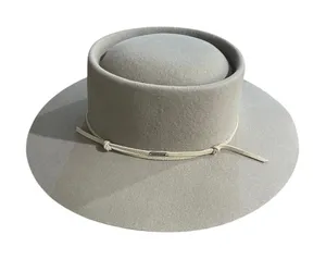 Brixton Vale Australian Wool Felt Boater Hat SZ M Western Boho Adjustable NWT thumbnail 1