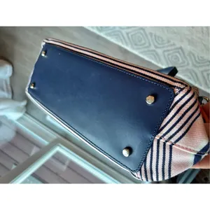 Kate Spade Satchel- in canvas and leather striped classy stylish going out purse thumbnail 7