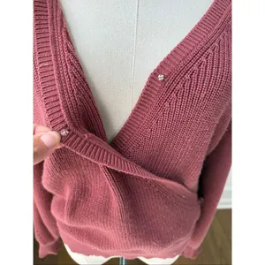Gentle Fawn Balletcore Mauve Tulip Pink Crossfront Sweater L thumbnail 4