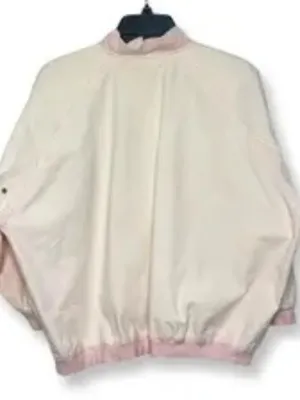 Pink Cotton Snap Front Varsity Jacket Sz S thumbnail 2