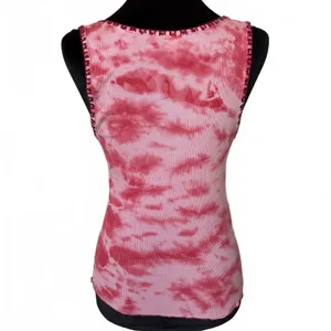 Y2K Tie Dye Crop Tank Top Rhinestone Stitched Sleeveless Red Women's Size Medium thumbnail 2