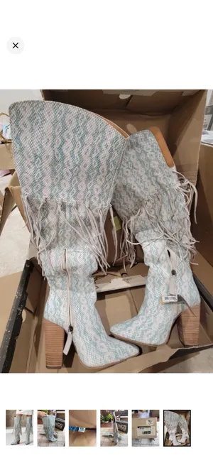 dingo Teal Snake-Print Fringe Over-the-Knee Boots thumbnail 7