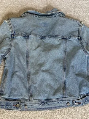 Vintage Calvin Klein Distressed Denim Jacket Embroidered Sleeves Women’s Sz M thumbnail 7