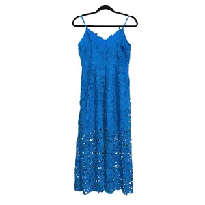 Endless Rose Lace Blue Sleeveless Cami Midi Dress SMALL in Ocean Blue thumbnail 4