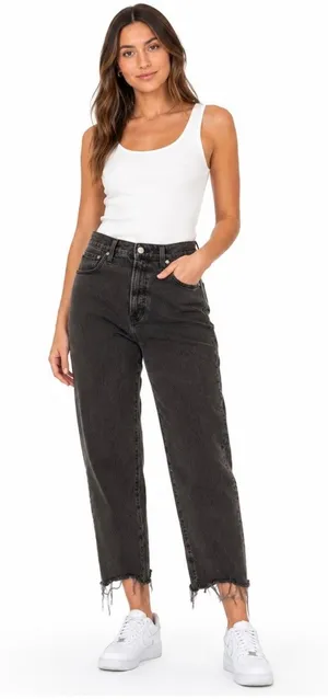 Madewell The Perfect Vintage Straight Jeans gray raw hem Size 29 DRM thumbnail 1