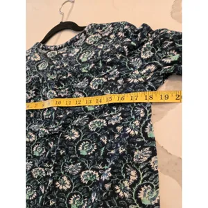 ​Lucky Brand Small Floral Paisley Henley 3/4 Sleeve Women Blue Cotton Knit Top thumbnail 7