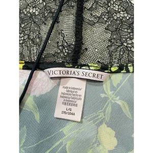 Victorias Secret Satin Camisole Top NWT Black Floral Lace Back Halter Size L thumbnail 6