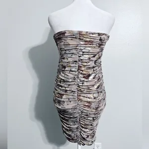 NBD Strapless Floral Foil Ruched Mini Dress thumbnail 2