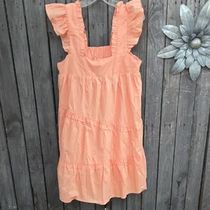 En Saison Peach Ruffle Midi Dress Orange Size L thumbnail 4