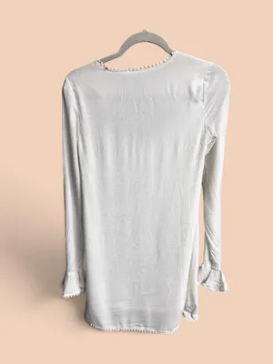 For Love & Lemons Ivory Boho Bell Sleeve Keyhole Mini Dress XS Lined Romantic thumbnail 4