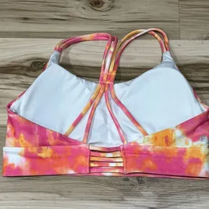 Wildfox Sweat Tie Dye Two Piece Sports Bra Leggings Pink Orange Womens Medium thumbnail 5