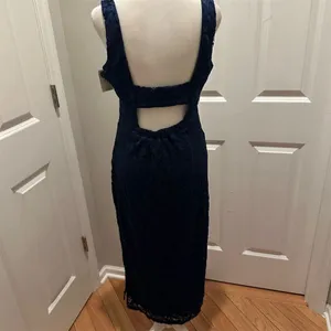 Sam Edelman Navy Lace Sleeveless Midi Dress Square Neck Women's Cocktail Wedding thumbnail 3