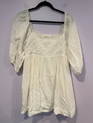 White boho mustard seed‎ cotton dress thumbnail 1