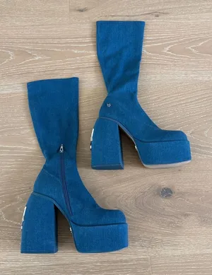 Naked Wolfe Platform Boots Denim Spice Size US 9 Blue thumbnail 1