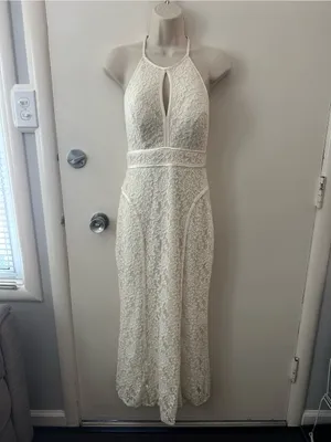 Xscape White Lace Halter Maxi Dress thumbnail 2