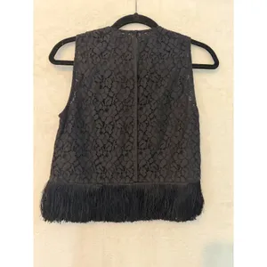Derek Lam 10 Crosby Black Lace Fringe Hem Sleeveless Cropped‎ Top Size 6 thumbnail 7