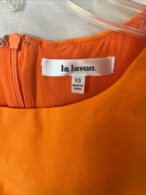 LaLavon Orange Cotton Floral Appliqué Shift Dress thumbnail 5