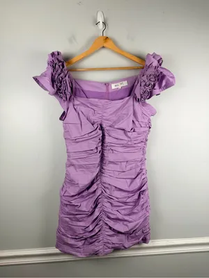 Elliatt Shirley in lavender Purple Poplin mini Dress size large thumbnail 3