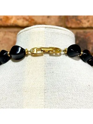 Napier Black and Gold Beaded Collar Necklace thumbnail 4