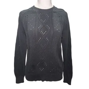 J. Crew Black 100% Cotton Long Sleeve Sweater‎ XS Preppy Classic thumbnail 2