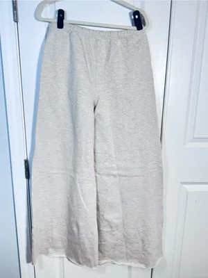 FP Movement For The Win Wide Leg Pants XS Oatmeal Heather Raw Hem Free People thumbnail 3