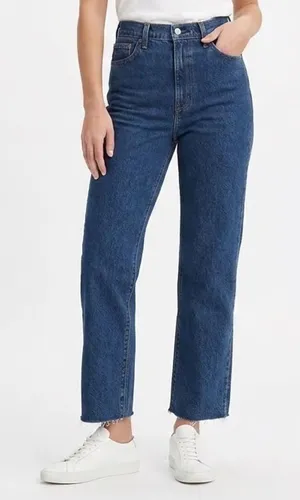 Abercrombie & Fitch 90s Straight Ultra High Rise Jeans Dark Wash Raw Hem 29/8R thumbnail 1